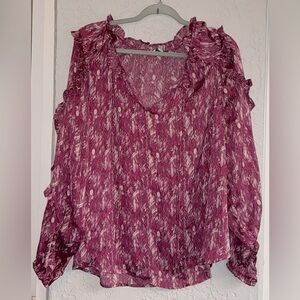 Ophelia Roe Women's Ruffled Pink Blouse (NWOT)